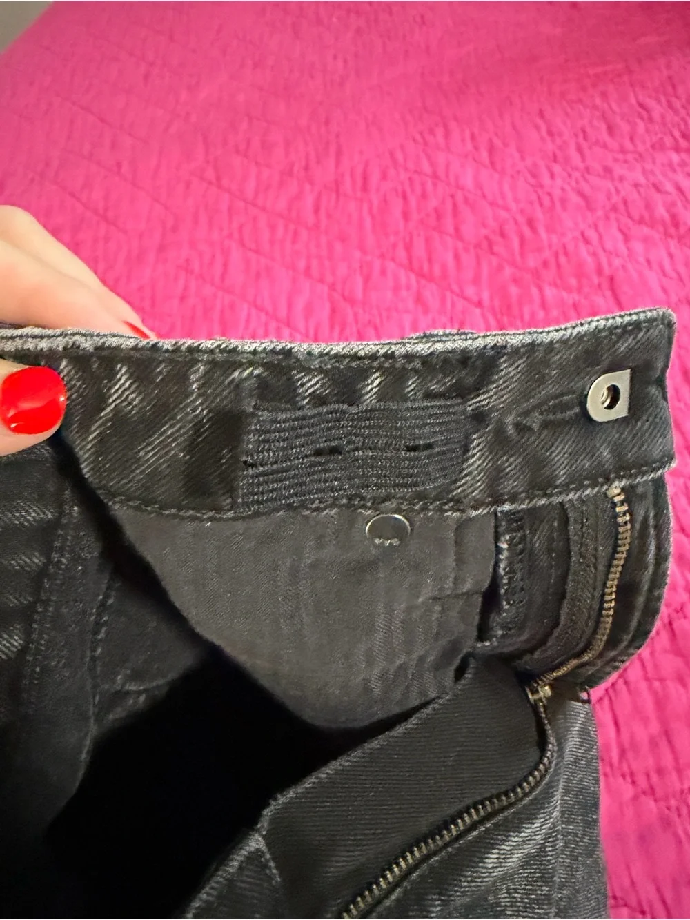 Girls High-Waist Washed Black Denim Mini Skirt